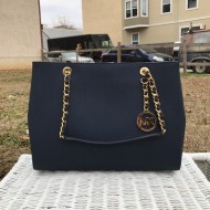 Michael Kors Susannah Saffiano Large Chain Tote in Navy